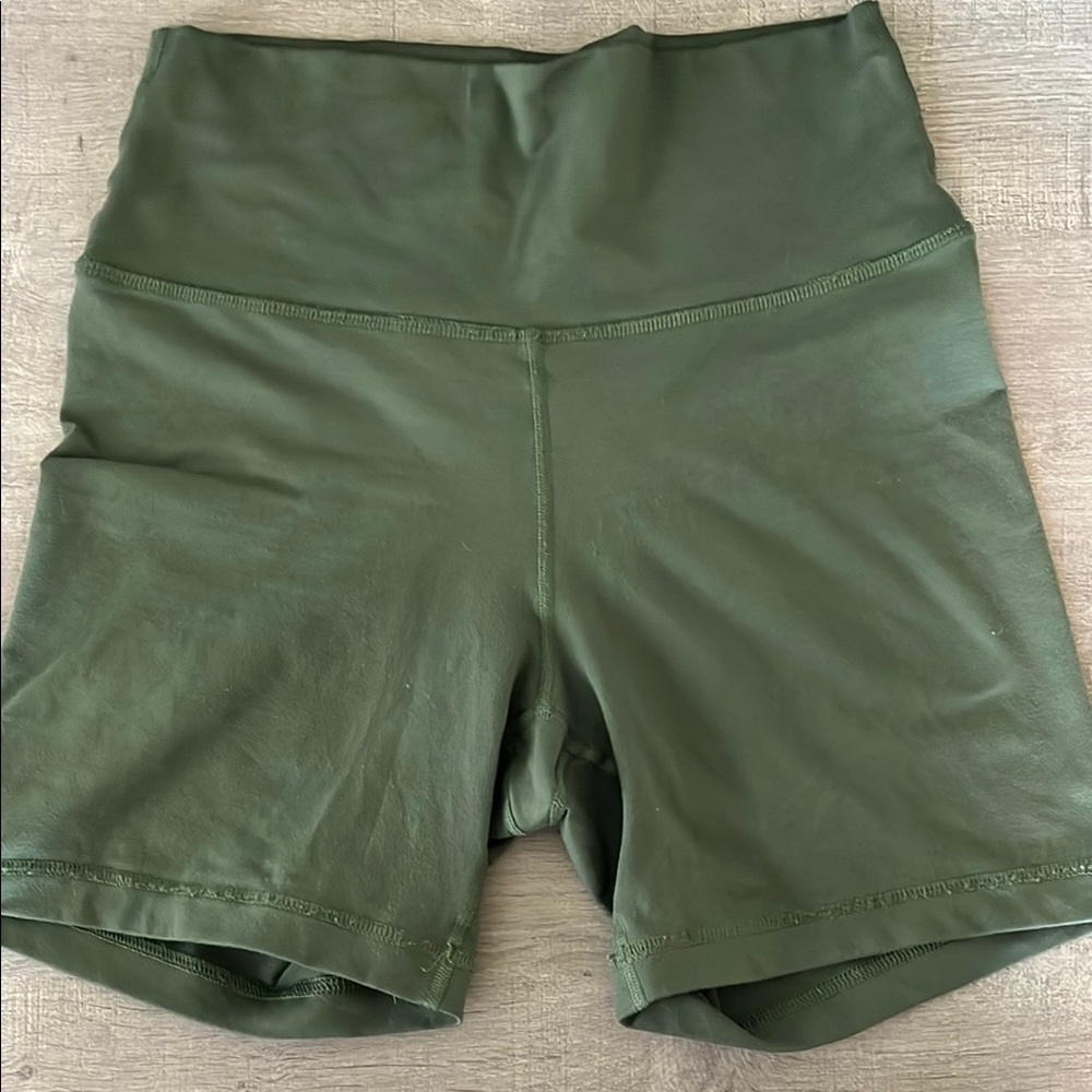 Green Fleo Biker Shorts